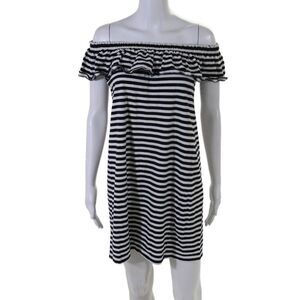 Broome Street X Kate Spade Womens Black Striped Off Shoulder A-line Dress Size S